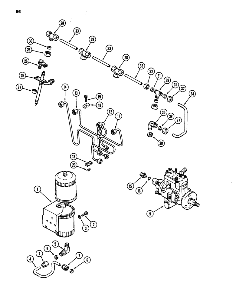 Схема запчастей Case 480LL - (056) - FUEL INJECTION AND FILTER SYSTEM, 188 DIESEL ENGINE (10) - ENGINE