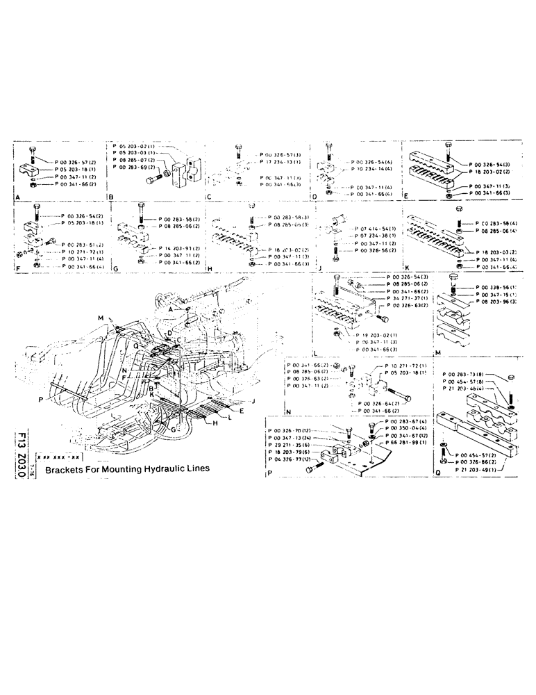 Схема запчастей Case 220CKS - (44) - BRACKETS FOR MOUNTING HYDRAULIC LINES (07) - HYDRAULIC SYSTEM