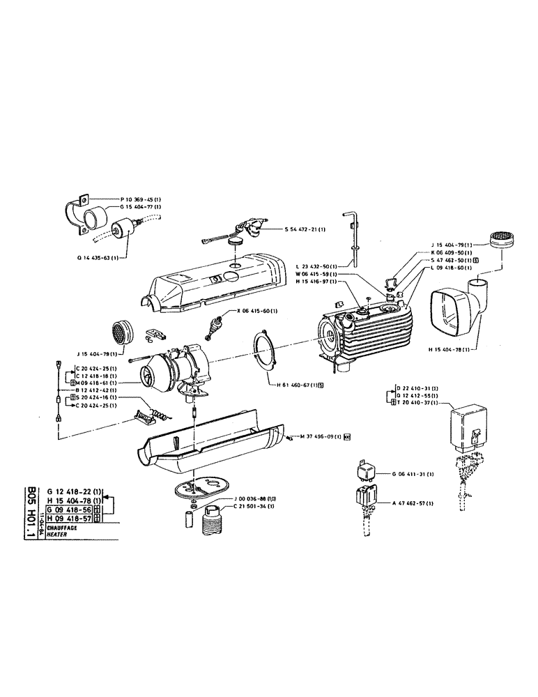 Схема запчастей Case 220 - (B-025) - HEATER (12) - Chassis/Attachments