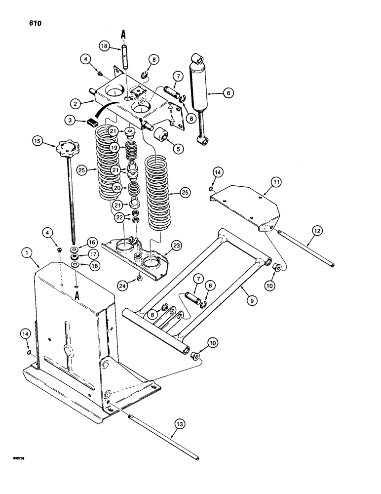 Схема запчастей Case 580E - (610) - D123290 SUSPENSION SEAT ADJUSTER ASSEMBLY (09) - CHASSIS/ATTACHMENTS