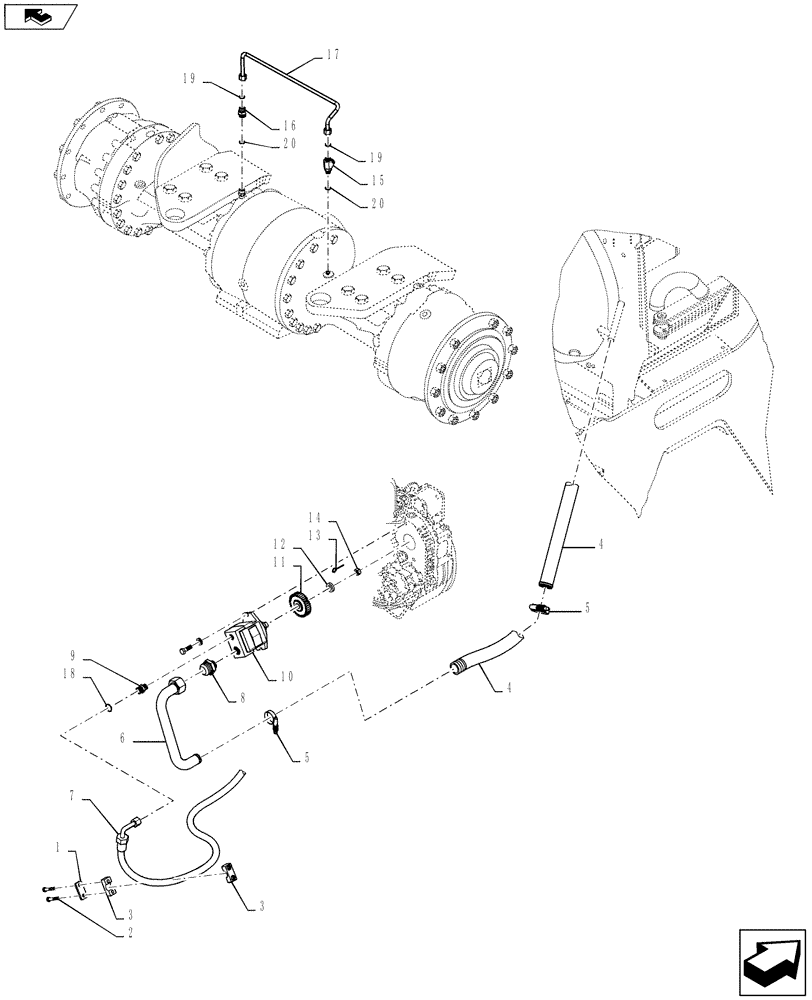 Схема запчастей Case 721F - (33.202.02[01]) - HYDRAULICS - MAIN BRAKE - PUMP (33) - BRAKES & CONTROLS