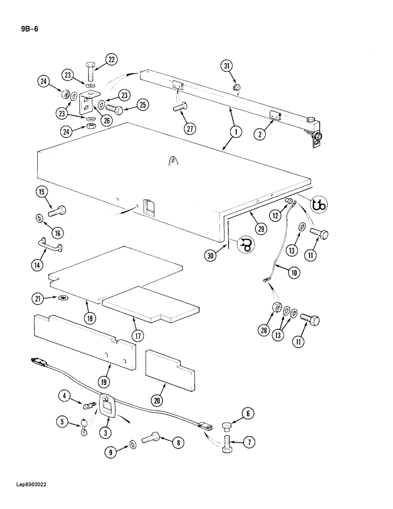 Схема запчастей Case 688 - (9B-06) - ENGINE UPPER ACCESS COVER, P.I.N. FROM 11601 TO XXXXX (09) - CHASSIS