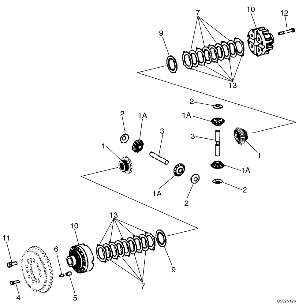 Схема запчастей Case 521D - (06-22C) - AXLE, FRONT - DIFFERENTIAL (06) - POWER TRAIN