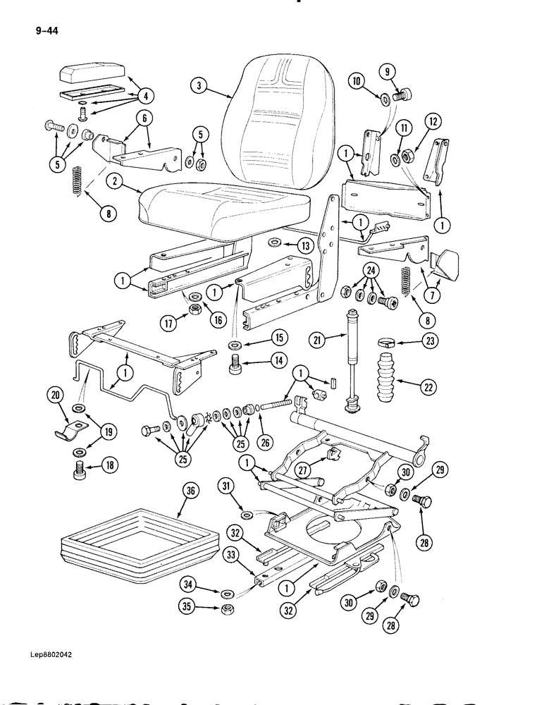 Схема запчастей Case 888 - (9-044) - SEAT, IF USED (09) - CHASSIS