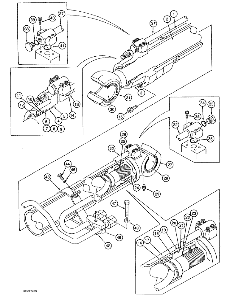 Схема запчастей Case 9020B - (8-132) - BOOM CYLINDERS, MODELS WITHOUT LOAD HOLD OPTION (08) - HYDRAULICS