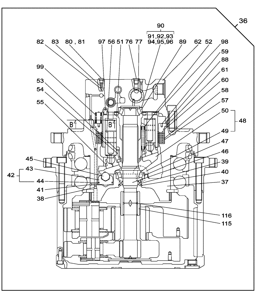 Схема запчастей Case CX350C - (08-047[01]) - TRAVEL MOTOR (08) - HYDRAULICS