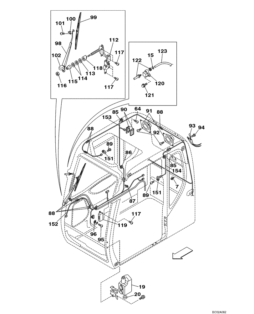 Схема запчастей Case CX290 - (04-10) - CAB ELECTRICAL - WIPER, WINDSHIELD (04) - ELECTRICAL SYSTEMS