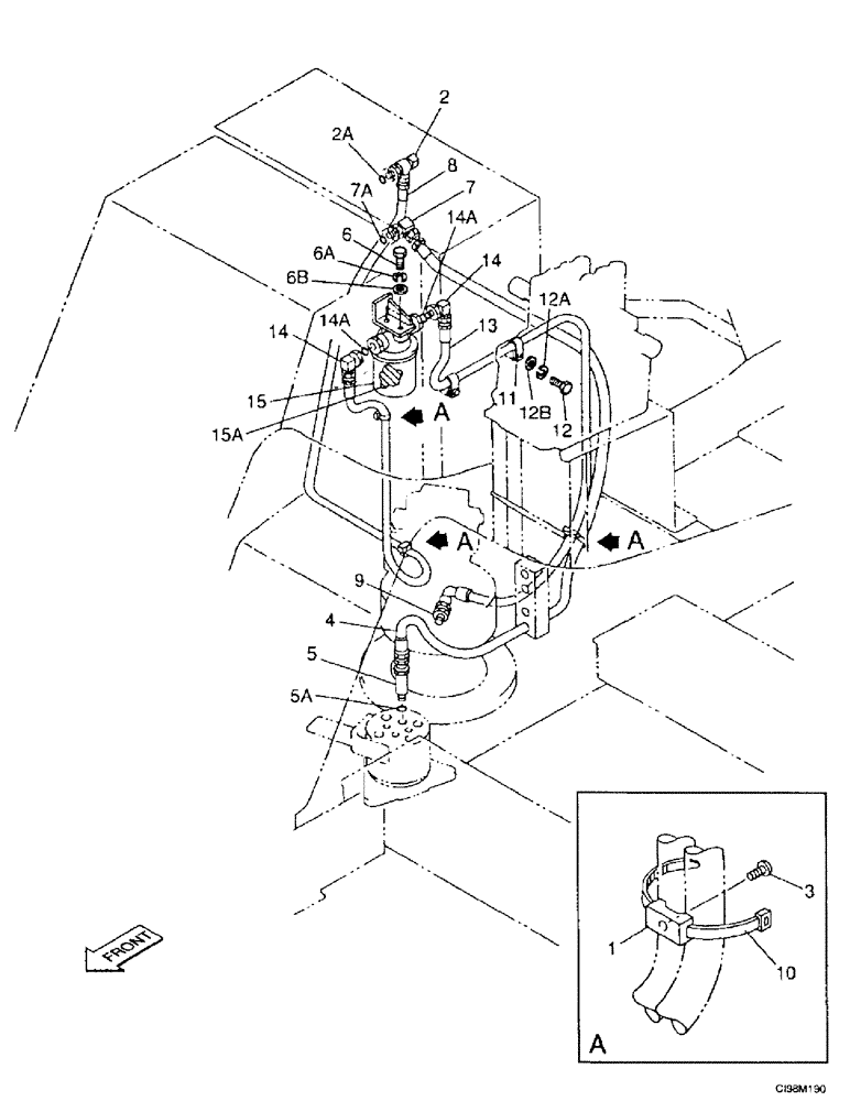 Схема запчастей Case 9007B - (8-020) - HYDRAULIC CIRCUIT - LEAK-OFF RETURN (08) - HYDRAULICS