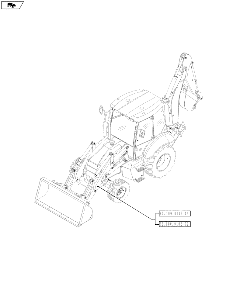 Схема запчастей Case 590SN - (00.000.82[02]) - PICTORIAL INDEX - FRONT LOADER (00) - GENERAL & PICTORIAL INDEX