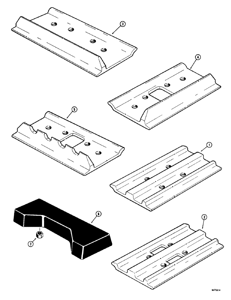 Схема запчастей Case 310G - (128) - TRACK SHOES, SEMI-GROUSER, CLOSED (NON-HEAT TREATED) (04) - UNDERCARRIAGE