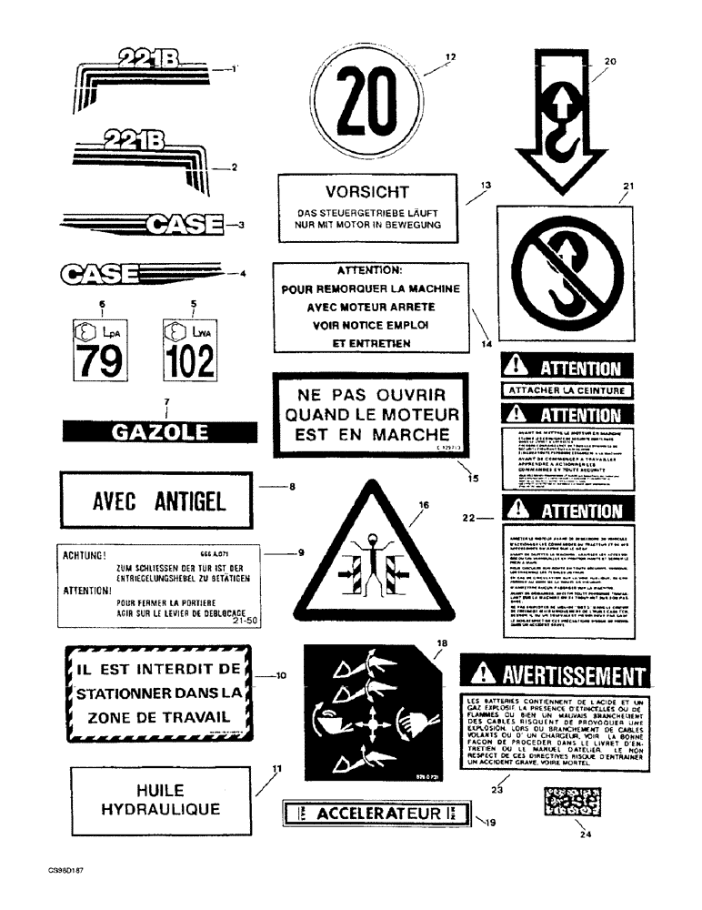 Схема запчастей Case 221B - (9-58) - ADHESIVES, 221B (DAH2215913-DAH2216536) (09) - CHASSIS/ATTACHMENTS