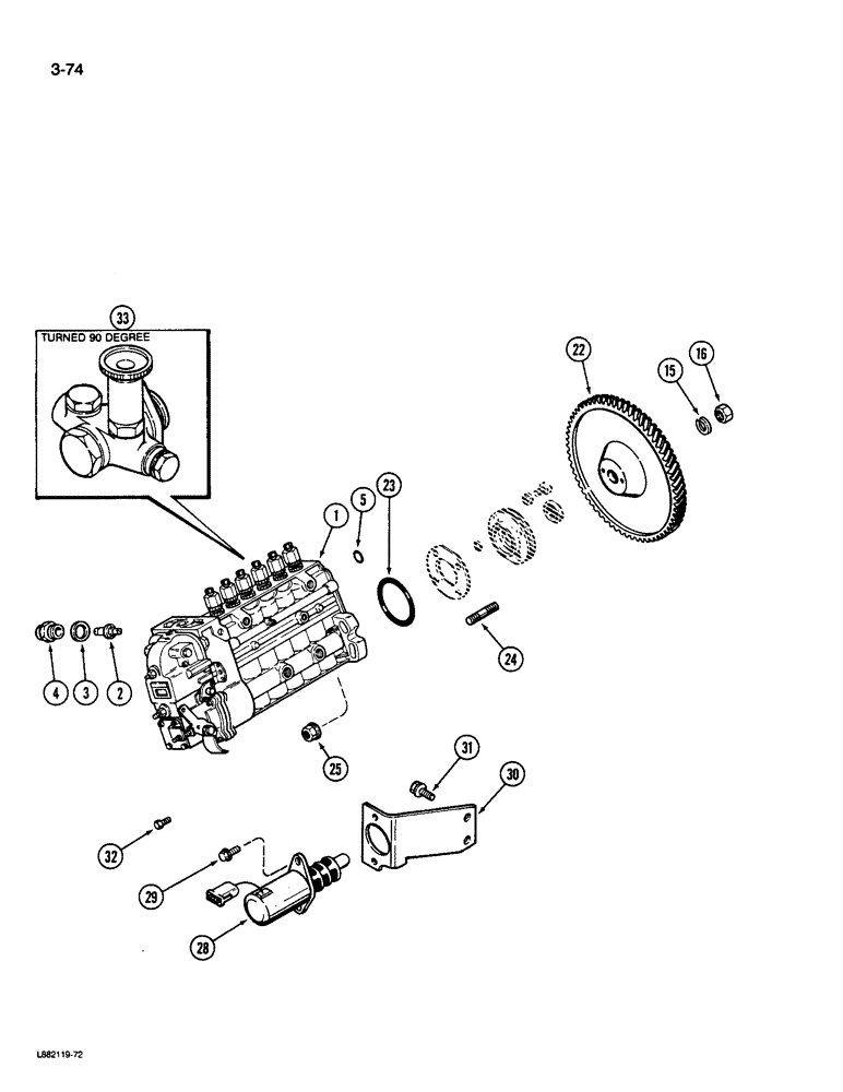 Схема запчастей Case W36 - (3-74) - FUEL INJECTION PUMP AND DRIVE, 6TA- 830 ENGINE (03) - FUEL SYSTEM