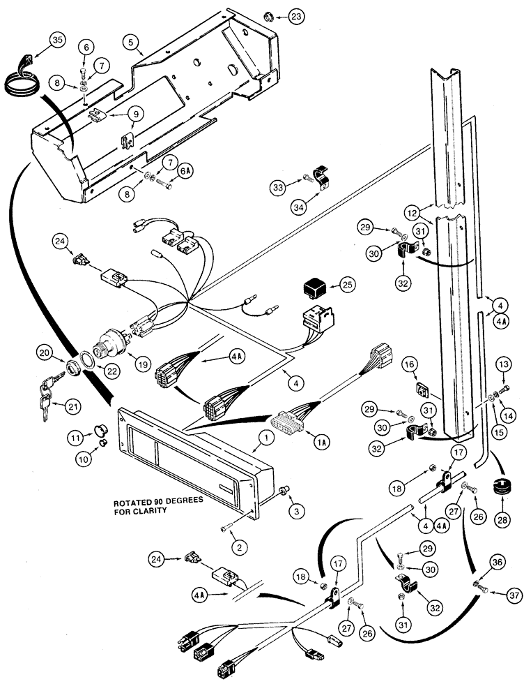 Схема запчастей Case 1835C - (4-14) - FRONT HARNESS AND INSTRUMENT CLUSTER P.I.N. JAF0037367 AND AFTER (04) - ELECTRICAL SYSTEMS