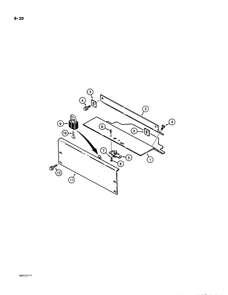 Схема запчастей Case 550 - (9-20) - BATTERY COMPARTMENT AND REAR COVER, MODELS WITH A BACKHOE (09) - CHASSIS/ATTACHMENTS