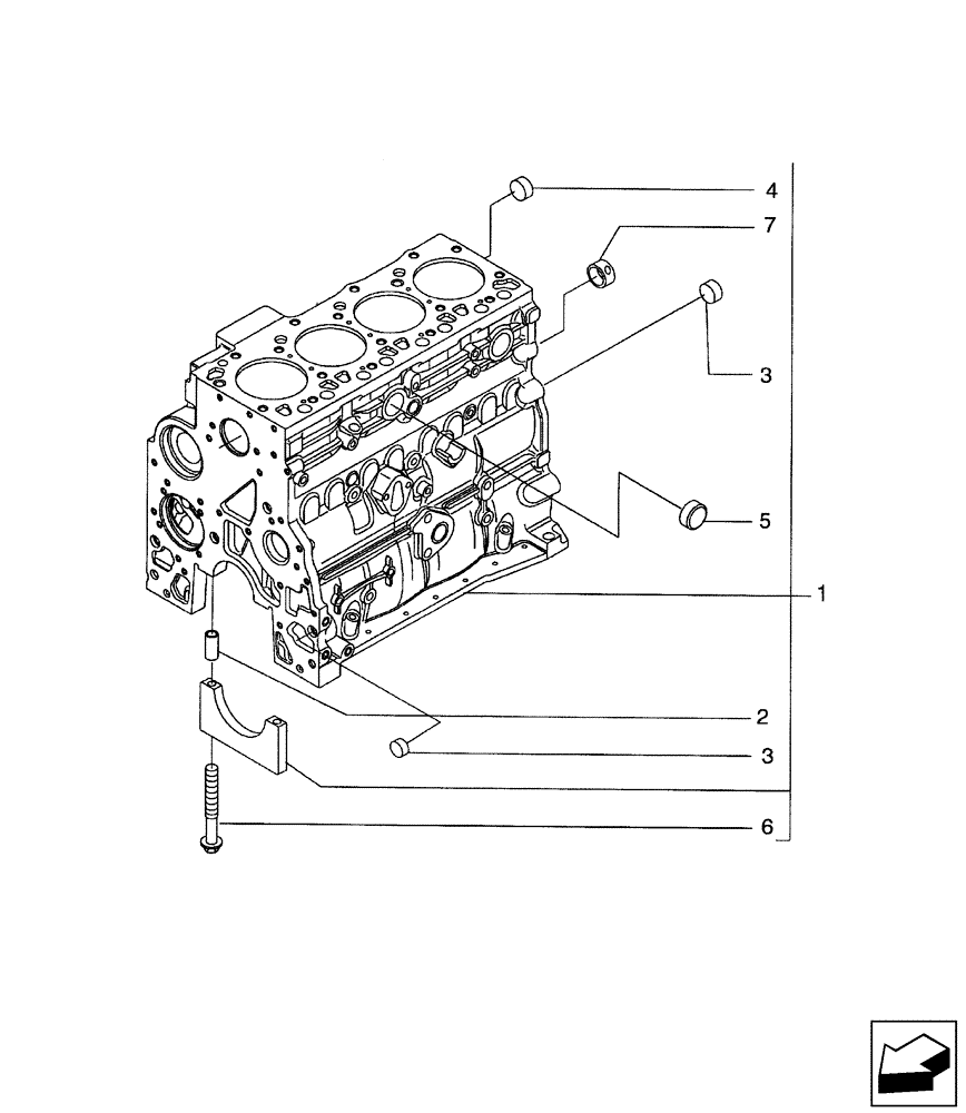 Схема запчастей Case 580SN - (10.001.02[01]) - CYLINDER BLOCK (580SN, 580SN WT, 590SN) (10) - ENGINE