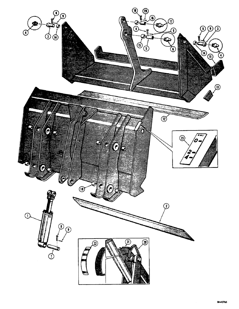 Схема запчастей Case 32 - (010) - DROTT 4-IN-1 BUCKET 