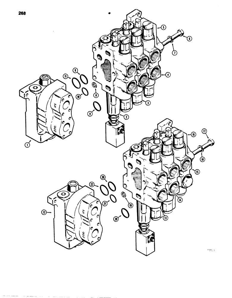 Схема запчастей Case 850B - (268) - R34595 THREE SPOOL CONTROL VALVE, LOADER WITH RIPPER OR CLAM BUCKET (07) - HYDRAULIC SYSTEM