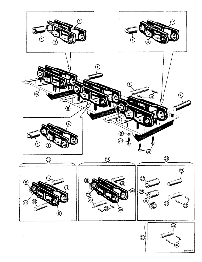 Схема запчастей Case 800 - (134) - TRACK CHAIN (04) - UNDERCARRIAGE