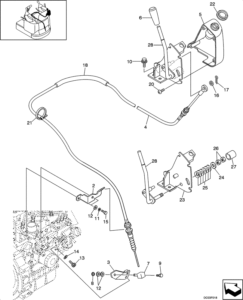 Схема запчастей Case CX14 - (02-03[00]) - ENGINE, CONTROL ASSY (02) - ENGINE