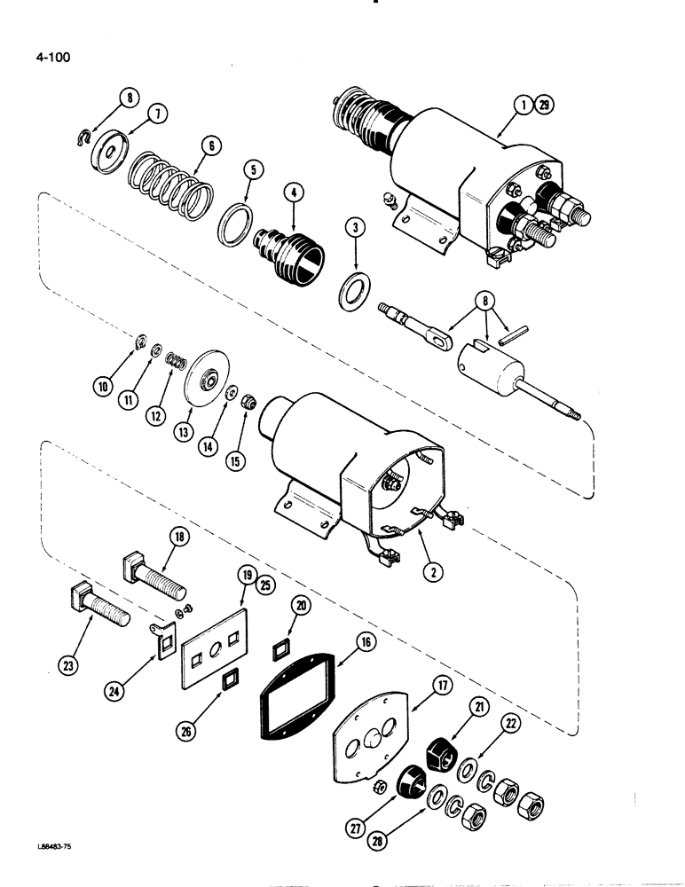 Схема запчастей Case 1455B - (4-100) - A45656 SOLENOID ASSEMBLY, PRESTOLITE (04) - ELECTRICAL SYSTEMS