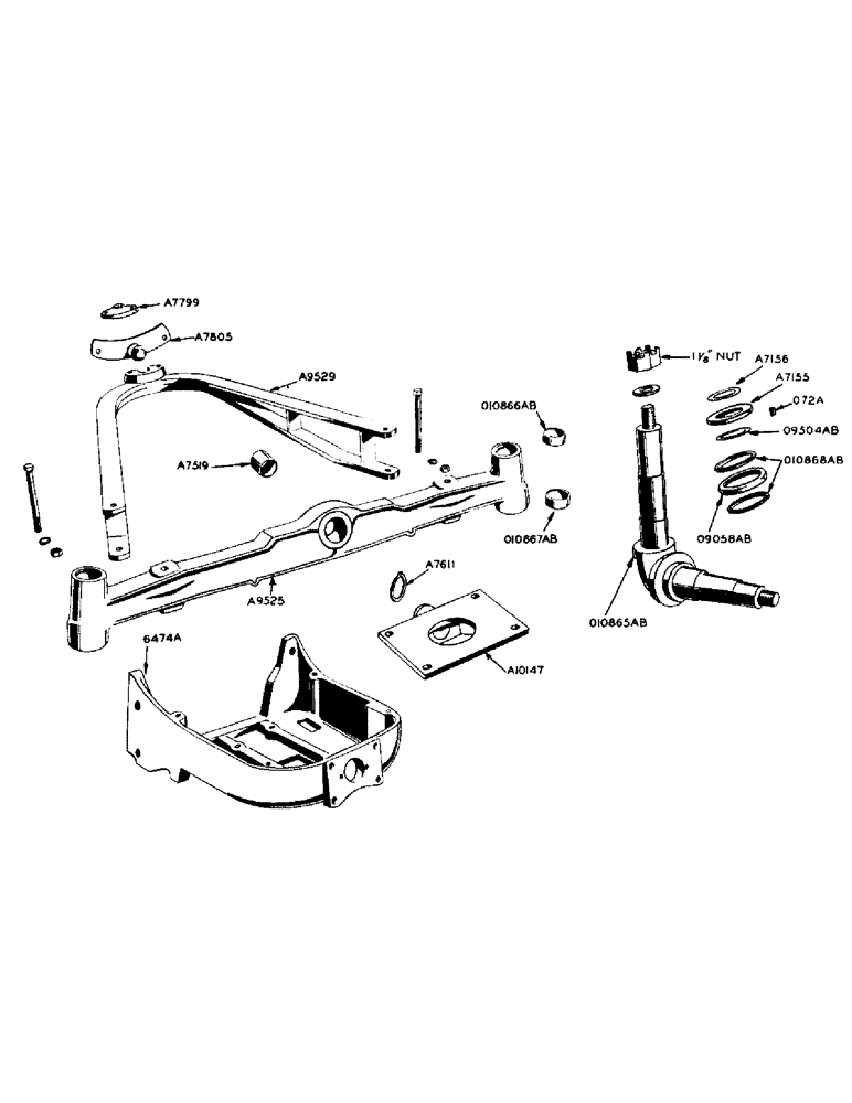 Схема запчастей Case 425 - (108) - FRONT AXLE AND RADIUS ROD (25) - FRONT AXLE SYSTEM