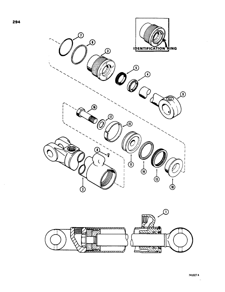 Схема запчастей Case 35 - (294) - G33881 BACKHOE BOOM CYLINDER, WITH TWO PIECE PISTON 