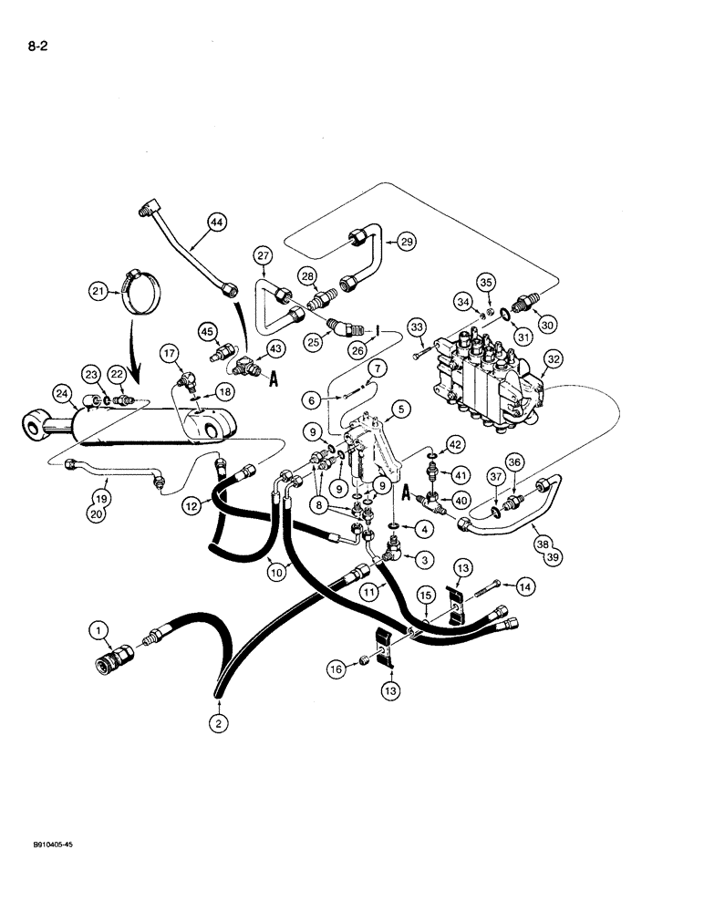 Схема запчастей Case 26D - (8-02) - STABILIZER CYLINDER HYDRAULIC CIRCUIT 