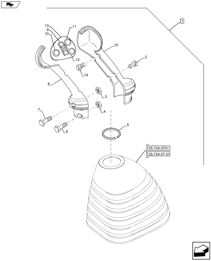 Схема запчастей Case 580SN - (88.035.25[06]) - DIA KIT, PILOT CONTROLS, 3 SPOOLS, POWERSHIFT TRANSMISSION (88) - ACCESSORIES