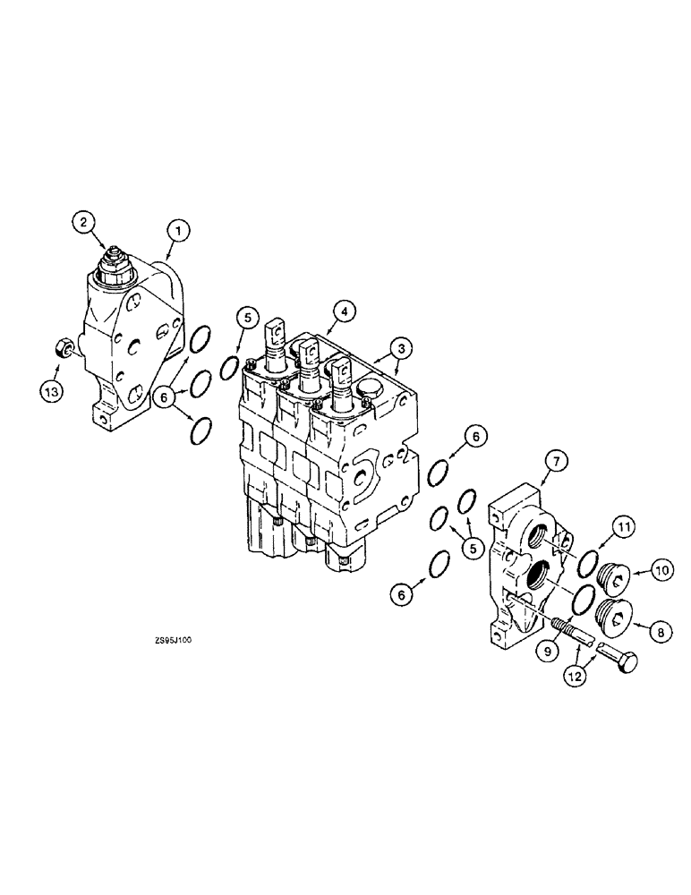 Схема запчастей Case 550E - (8-34) - THREE SPOOL CONTROL VALVE (08) - HYDRAULICS