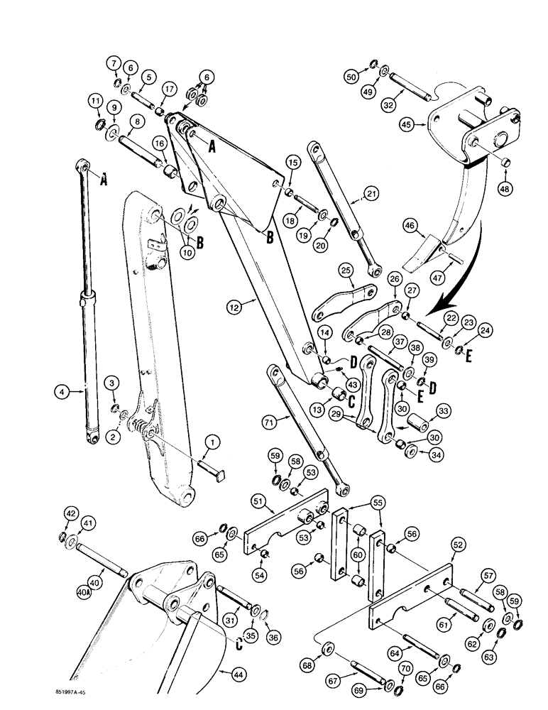 Схема запчастей Case 480F - (9-050) - BACKHOE DIPPER AND BUCKET, 480F 12 FOOT BACKHOE MODELS (09) - CHASSIS/ATTACHMENTS