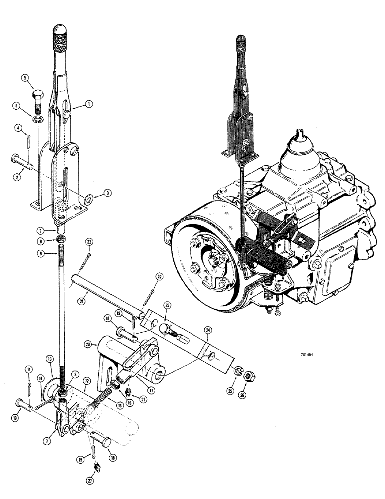 Схема запчастей Case 680CK - (128) - BRAKE SYSTEM, PARKING BRAKE LEVER AND LINKAGE (33) - BRAKES & CONTROLS