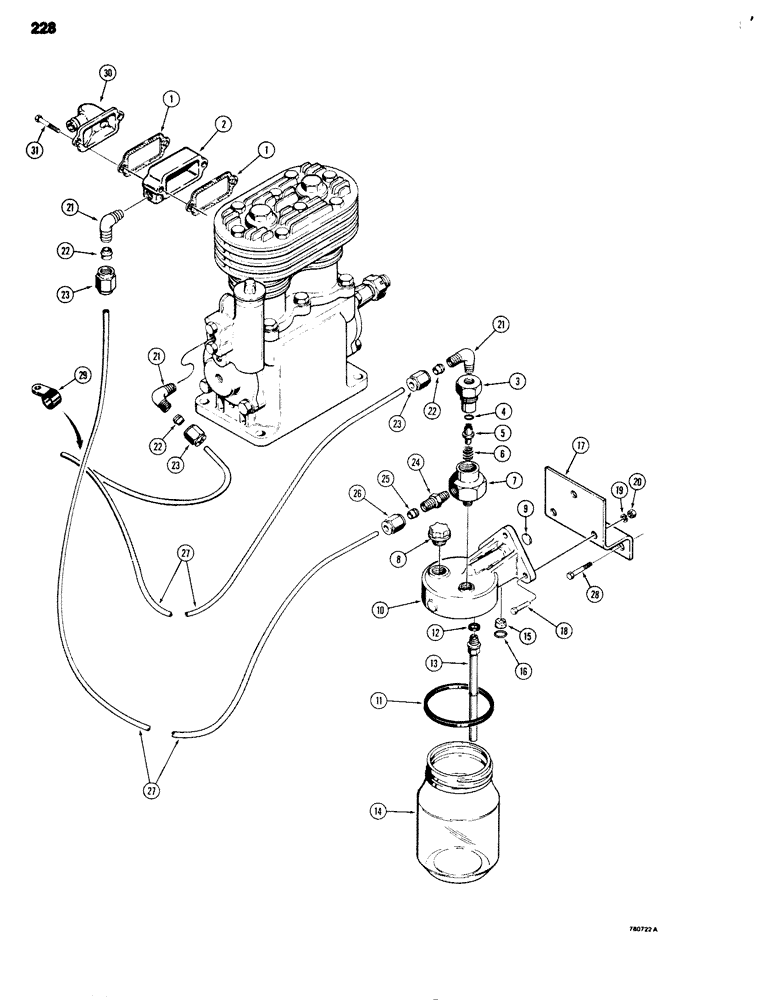 Схема запчастей Case 680G - (228) - ALCOHOL EVAPORATOR (08) - HYDRAULICS