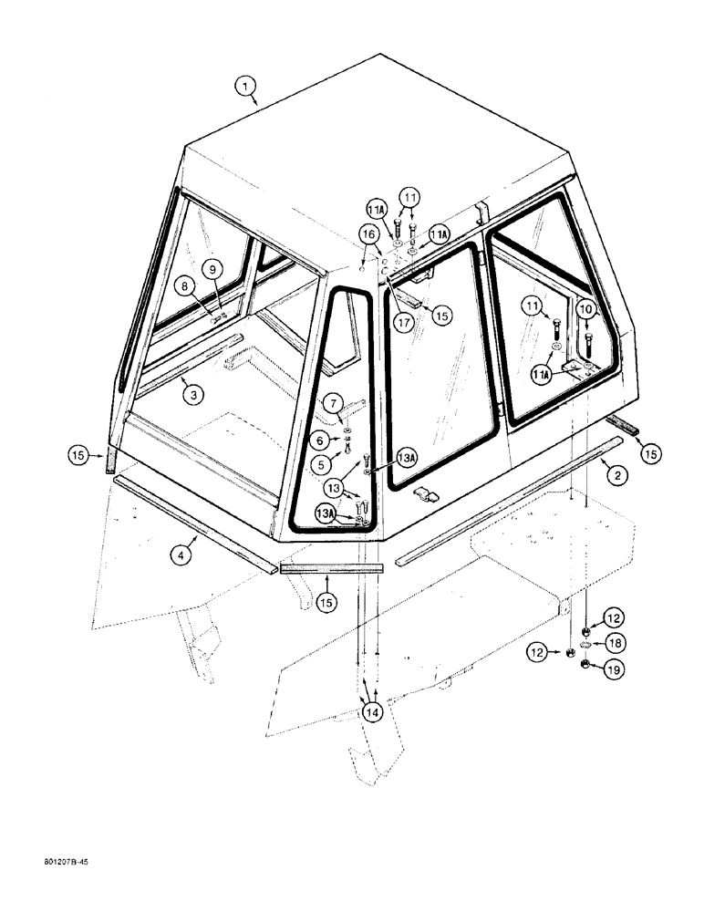 Схема запчастей Case 480F - (9-122) - ROPS CAB AND MOUNTING PARTS (09) - CHASSIS/ATTACHMENTS