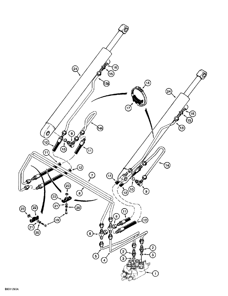 Схема запчастей Case 1838 - (8-02) - LOADER LIFT HYDRAULIC CIRCUIT USED ON MODELS W/OUT SELF-LEVELING (08) - HYDRAULICS