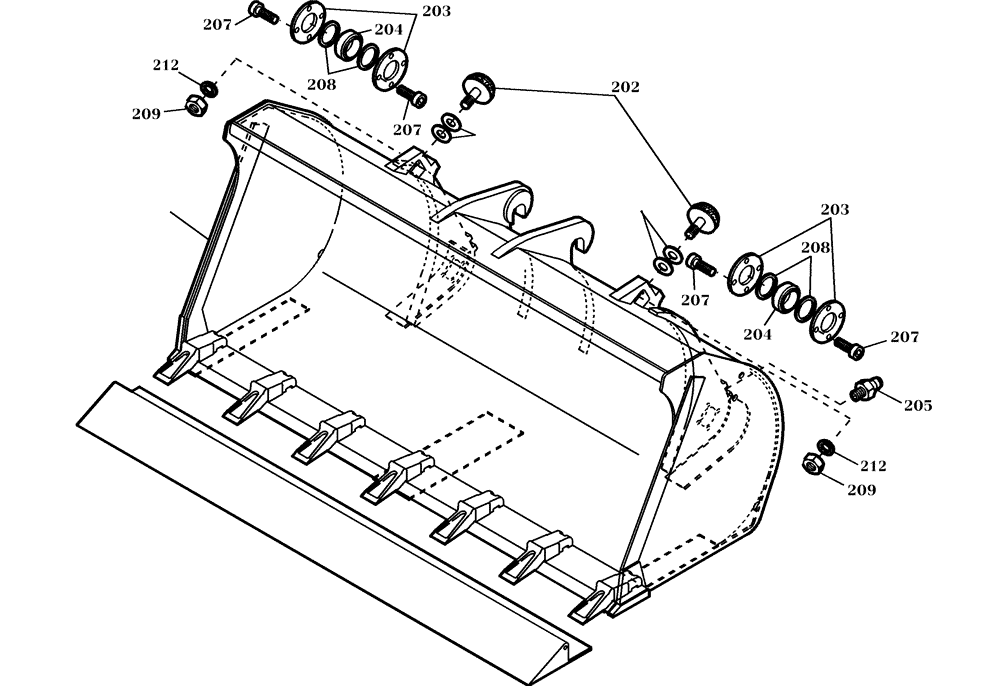 Схема запчастей Case 221D - (64.200[003]) - LOADING BUCKET INSTALLATION 1000 L (S/N 581101-UP) (82) - FRONT LOADER & BUCKET