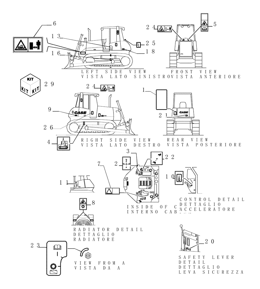 Схема запчастей Case 1850K - (9.785[01]) - DECALS - (TURKISH) - OPTIONAL CODE 784864021 (19) - OPTIONS