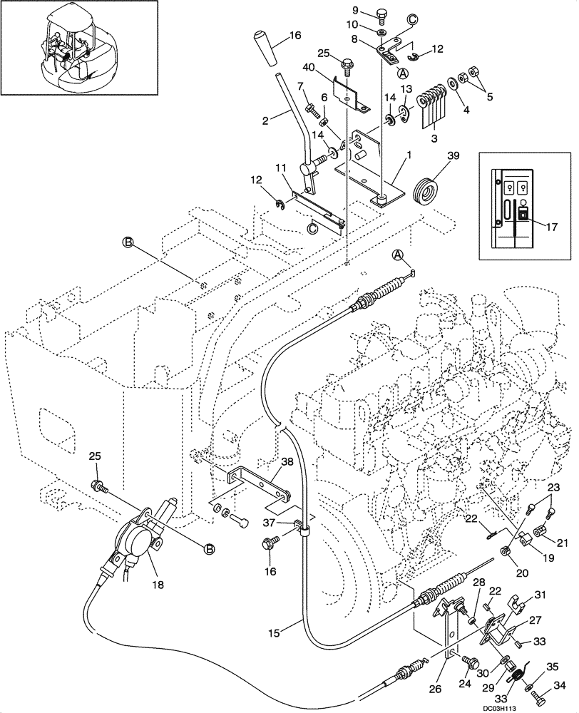 Схема запчастей Case CX47 - (02-03[00]) - ENGINE, CONTROL ASSY WITH DECELERATION (02) - ENGINE