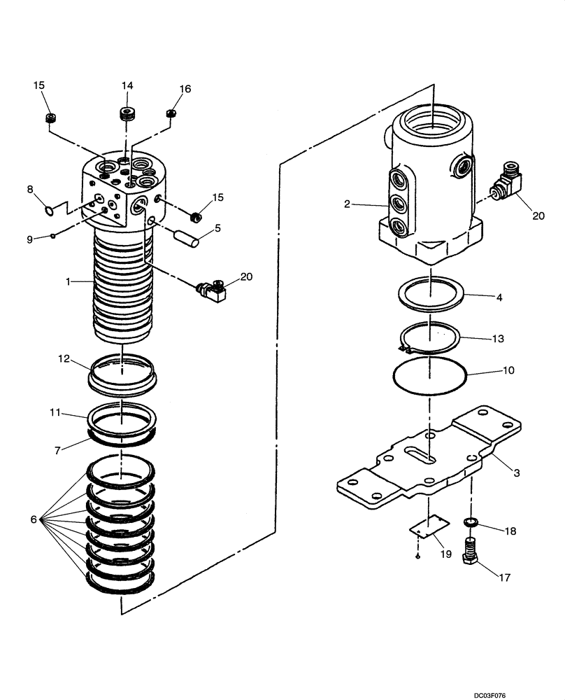 Схема запчастей Case CX14 - (08-17[00]) - HYDRAULICS - JOINT, SWIVEL CENTER (08) - HYDRAULICS