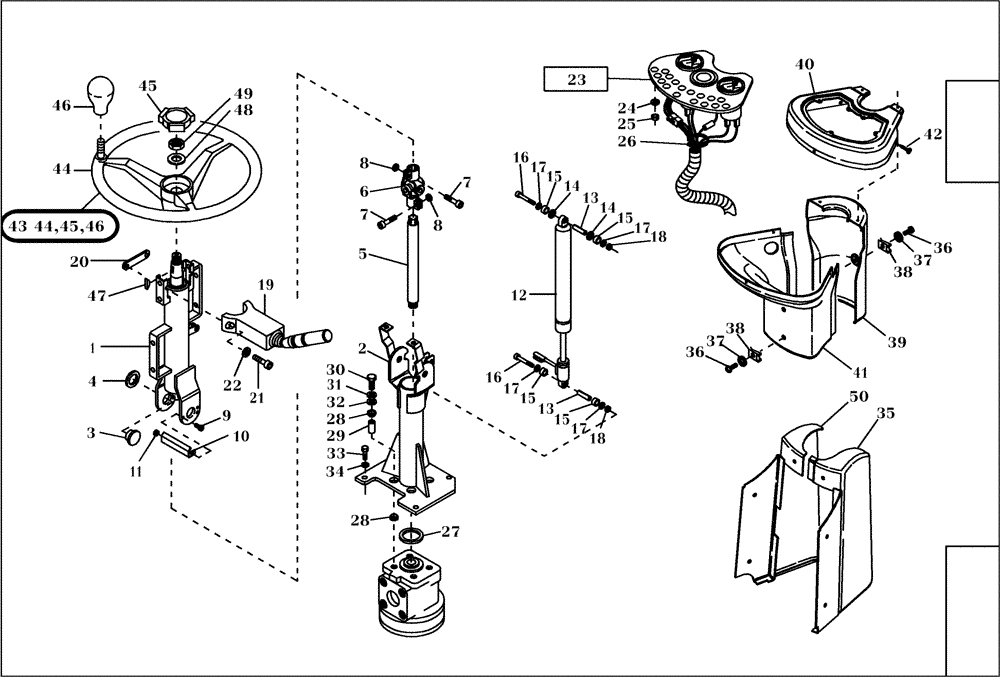 Схема запчастей Case 321D - (34.130[002]) - CONTROL COLUMN INSTALLATION CANOPY (OPTION) (S/N 591052-UP) No Description