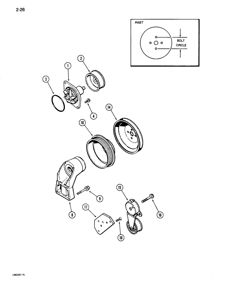 Схема запчастей Case 680K - (2-26) - WATER PUMP SYSTEM, 6-590 ENGINE (02) - ENGINE