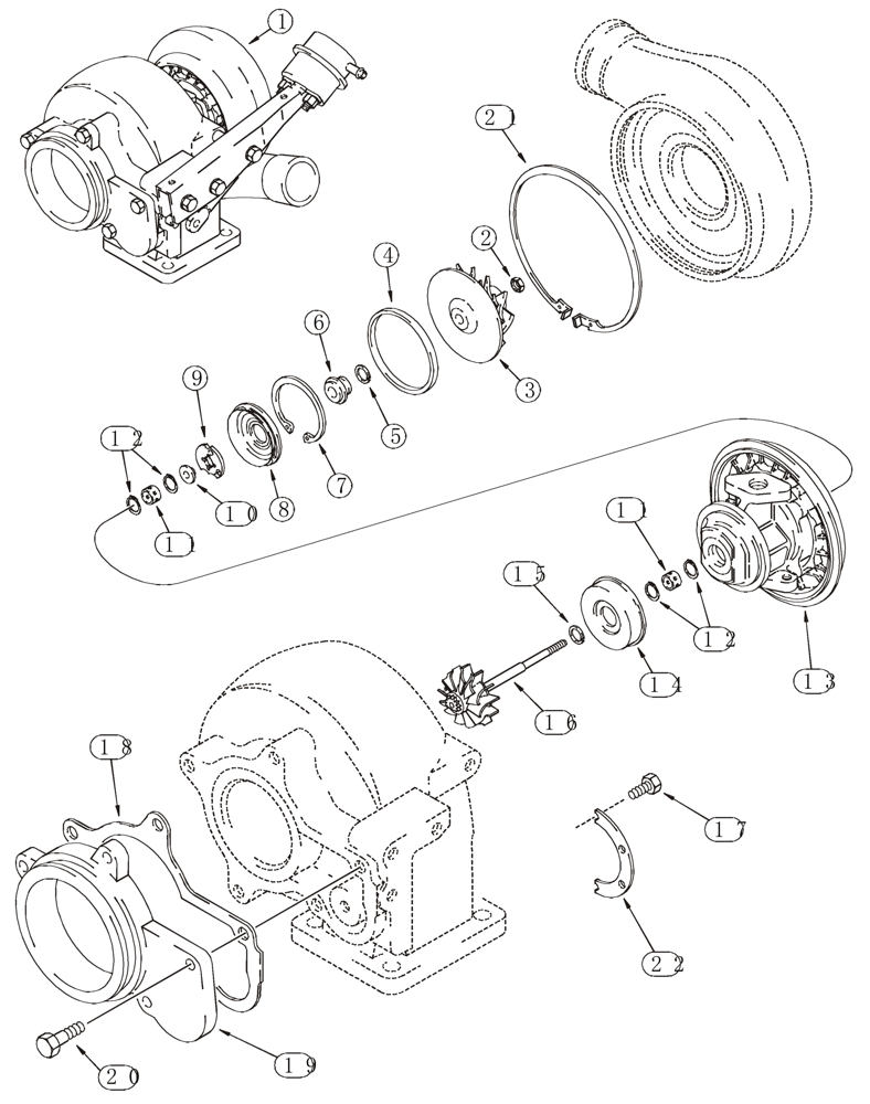 Схема запчастей Case 821C - (02-25) - TURBOCHARGER ASSY (02) - ENGINE