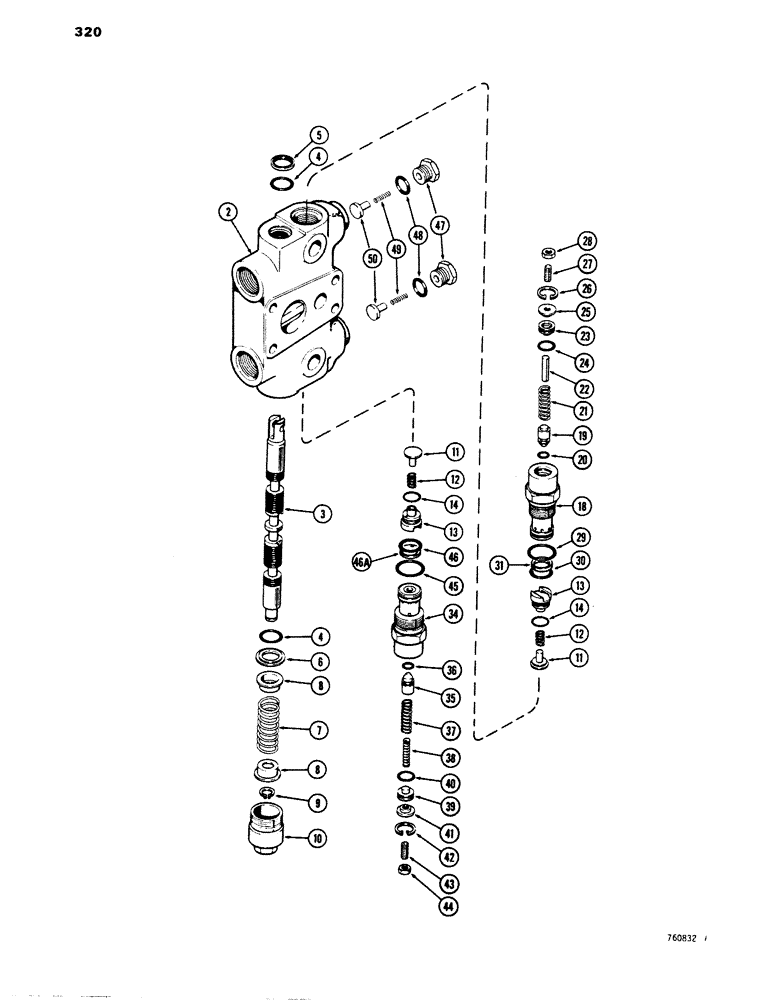 Схема запчастей Case 680E - (320) - BACKHOE CONTROL VALVE, BOOM SECTION (35) - HYDRAULIC SYSTEMS