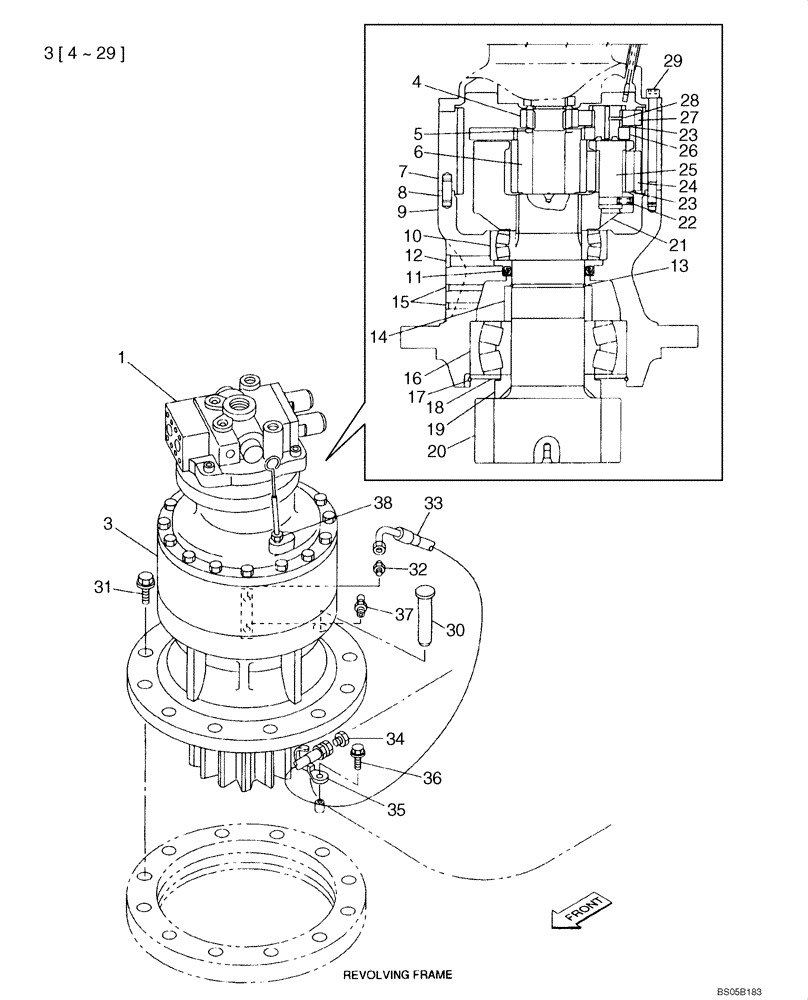 Схема запчастей Case CX225SR - (08-49) - MOUNTING - SWING MOTOR (KRC0214) (08) - HYDRAULICS