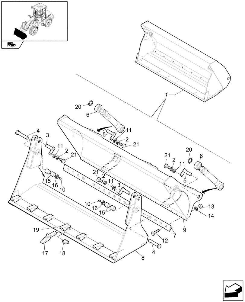 Схема запчастей Case 21E - (64.011[2772992001]) - CLAMSHELL 0,7M3 X 1900-WITH TEETH (82) - FRONT LOADER & BUCKET