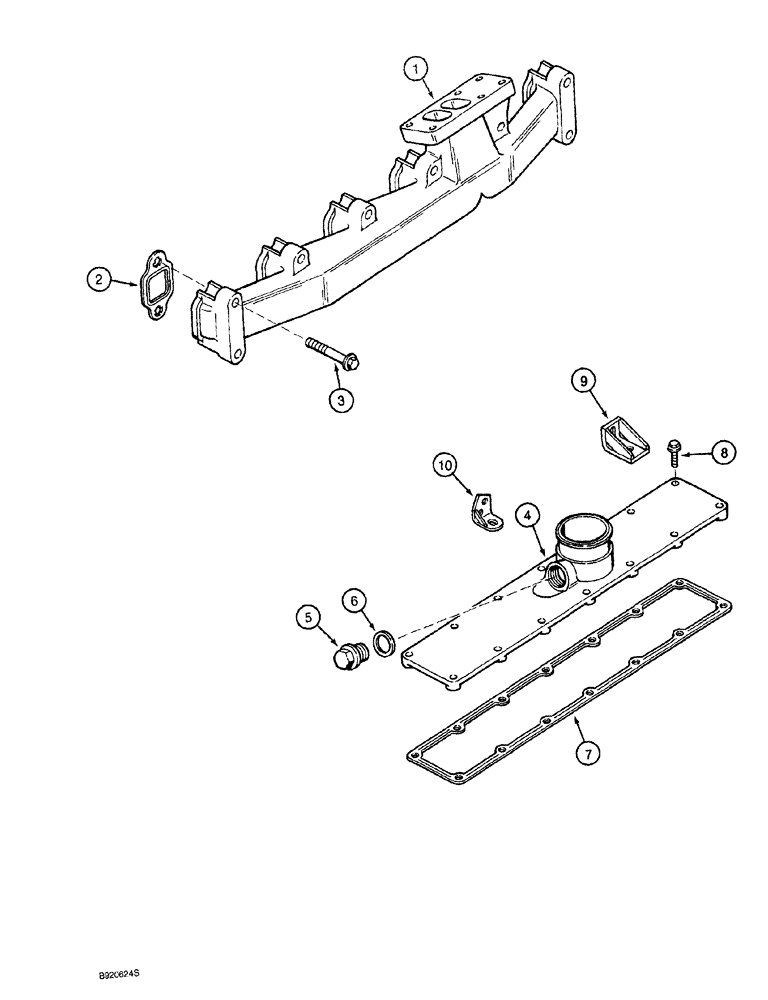 Схема запчастей Case 1150G - (2-022) - MANIFOLDS, 6T-590 ENGINE, PRIOR TO JJG02180223 AND JJG0218024 - JJG0218478 (01) - ENGINE