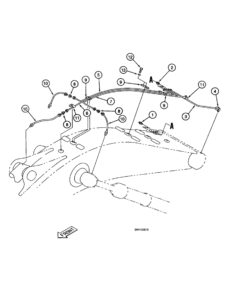 Схема запчастей Case 9045B - (9-080) - BOOM LUBRICATION LINES (09) - CHASSIS