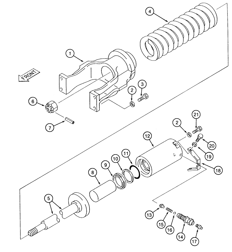 Схема запчастей Case 9060 - (5-08) - TRACK ADJUSTER (11) - TRACKS/STEERING