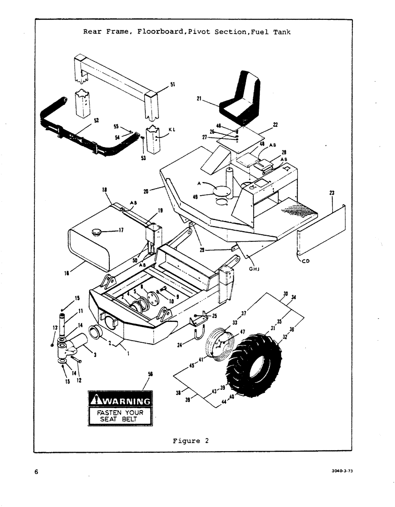 Схема запчастей Case P42 - (06) - REAR FRAME, FLOORBOARD, PIVOT SECTION, FUEL TANK 