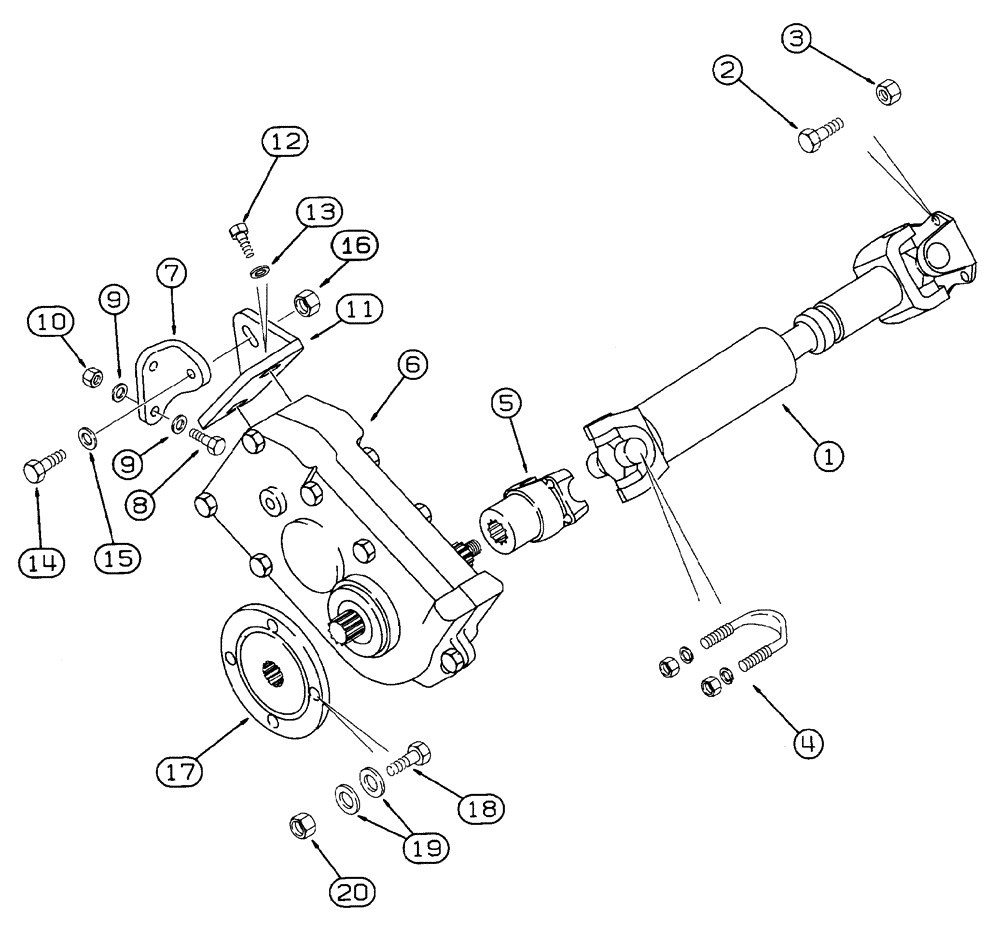 Схема запчастей Case 460 - (6-26) - DRIVE LINE MOUNTING, FRONT DRIVE SHAFT, TRANSMISSION, AND REAR FLANGE (06) - POWER TRAIN