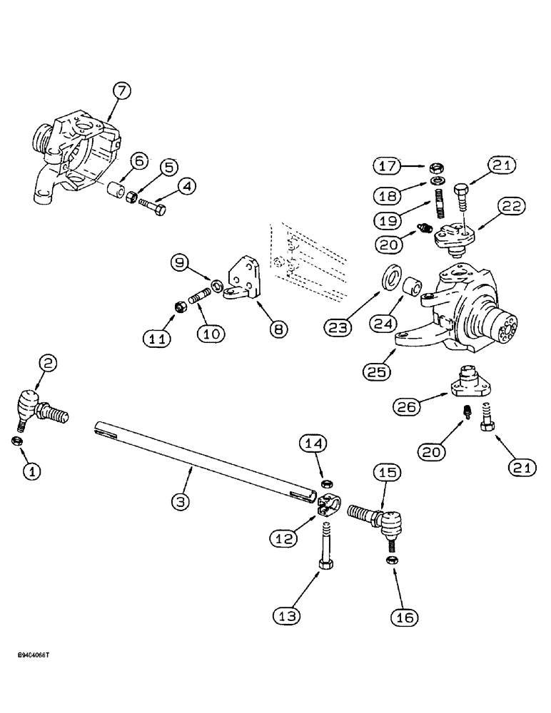 Схема запчастей Case 860 - (6-65E) - FRONT AND REAR AXLE ASSEMBLIES - TIE ROD & SWIVEL HOUSING, AXLES W/HYDRAULIC LOCKING DIFFERENTIAL (06) - POWER TRAIN